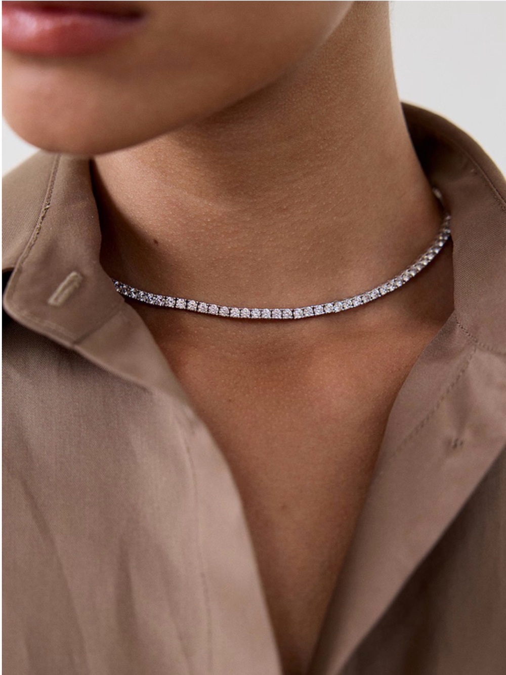 NWB Heaven Mayhem Lab Grown Tennis Necklace in Silver